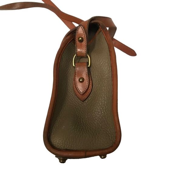 Dooney & Bourke Vintage Essex saddlebag taupe & cognac AWL pebble crossbody bag - Picture 7 of 15